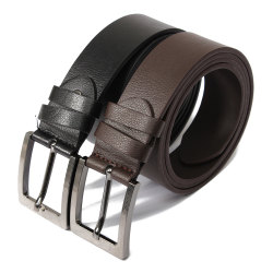 Men Black Brown Peritoneal Second Layer Leather Belt Pin Buckle Trousers Strip