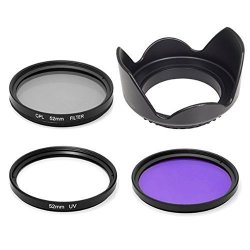 52MM Uv Cpl Fld Lens Filter And Lens Hood Accessory Kit For Lenses With A 52MM Filter Size For Nikon D3300 D3200 D3100 D3000