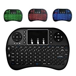 Wishpower 2.4GHZ Backlit MINI Wireless Keyboard With Touchpad Mouse And Multimedia Keys For Android Tv Box Windows PC Htpc Iptv Raspberry Pi And More 3 Colors