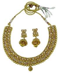 Indian Traditional Gold Tone 2PC Necklace Earring Set Wedding Designer Jewelry IMOJ-BNS68A