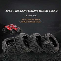 Monster Truck Tyre 4PCS 1 10 Off-road Tyre Lengthways Block Tread Pattern Rim For 1 10 Rc Truck Universal Car Models off-road Big-foot Tyres