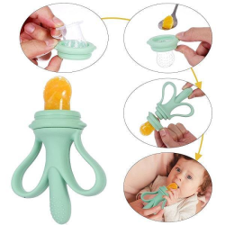 4AKID 2 In 1 Baby Banana Teether & Baby Safety Feeder - Green