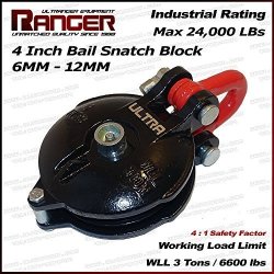 0.5 Ton YB Snatch Block Single Sheave Wire Rope Hoist 3" Pulley Rigging Shackle 