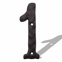 6 Inch House Numbers Cast Iron Metal Home Address Number Heavy Duty & Sturdy Unique Hammered Look Number 1