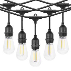LED Festoon Outdoor Bulb String Lights - Traditional Bulb - 220-240V - White String - 10M 10 LED Bulbs