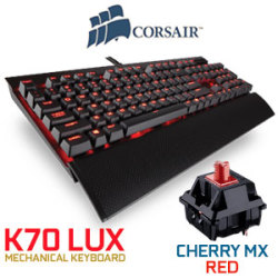 Corsair K70 Lux Ch-9101020 Wired Mechanical Cherry Mx Red Usb2.0 Black With Red Leds