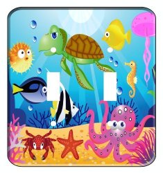 Ocean Wonders Sea Life Double Toggle Light Switchplate Cover