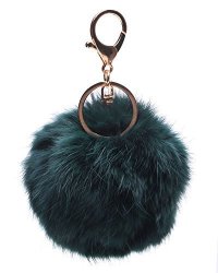 Leegoal Tm Novelty Keychain With Plush Cute Artificial Rabbit Fur Key Chain For Car Key Ring Bag Purse Charm Atrovirens