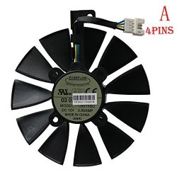Tebuyus Replacement Video Card Cooling Fan For GTX980TI R9 390X R9 390 Graphics Card Fan T129215SU 12V 0.5A 4 Pin 88MM A