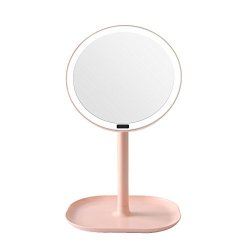 LED Lighted Vanity Makeup Mirror USB Charging Or USB Cable Sullpy Power 360 Adjustable Stand For Makeup Pink Induction Mirror