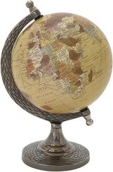 Deco 79 94470 Black Marble and Resin Decorative Globe 7 x 5 Silver/White/Brown