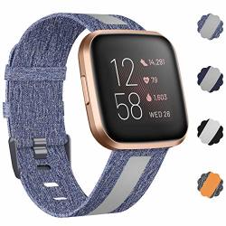 Nanw Woven Bands Compatible With Fitbit Versa 2 Versa versa Lite Breathable Woven Fabric Strap Reflective Strip Replacement Wristbands Accessories Women Man For Versa Smart Watch