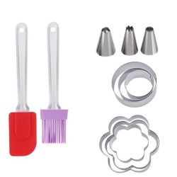 Silicone Spatula Brush Set With Pastry Cookie Biscuit Cutter IB-61