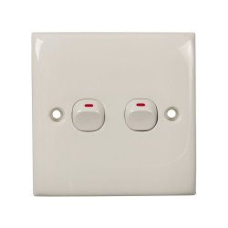Eurolux - Wall Switch - 2 Gang - 1 Way - 86MM X 86MM - White - 2 Pack