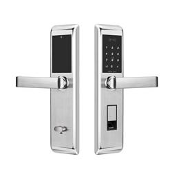 Klwenas Maec Fingerprint Bluetooth Smart Lock Touchscreen Keyless Home Door Lock Handle Direction Reversible Silver