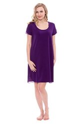 Women's Jersey Nightgown With Lace - Delicate Night Dress By Texere Sonarina Acai Small Top Ideas For Her TX-WB040-002-ACAI-R-S