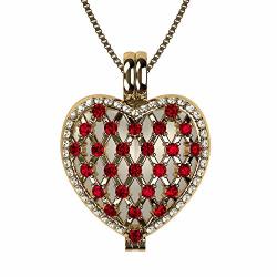 Nana Sterling Silver Heart Locket Mother's Pendant Yellow Gold Plated - Ruby Simulated Birthstone -july