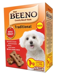 Beeno - Small To Medium Breed Traditional Crunchy Biscuit Treats With Gravy - 1KG