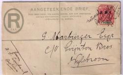 Anglo Boer War 1902 Transvaal Reg Env With Manuscript Delivered Personally 1902