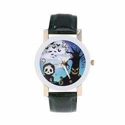 Nicerio Halloween Watch Fashion Casual Women's Watch Belt Quartz Watch Round Glass Watch Green