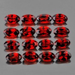 Jewellers Lot 3.72cts. 12 Piece 5 X 3 Mm. Oval Cut Intense Red Mozambique Garnets - 100% Natural