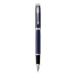 Parker : Im Matte Blue Chrome Trim Fountan Pen - Medium Nib Blue Ink
