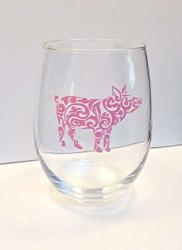 Mandela Pig Stemless Wine Glass Birthday Gift Christmas Gift Friend's Gift Wine Lover Wine Drinker