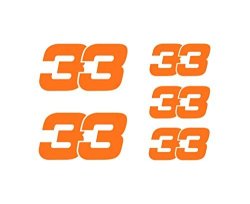 Max Verstappen Sticker Number 33 Fluorescent Orange Vinyl Formule 1 F1