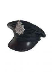Leather Black Police Hat