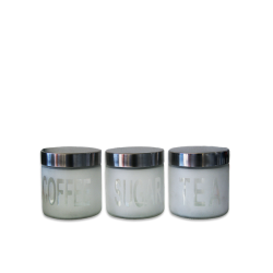 3 Piece Frosted Glass Canister Jar Set With Stainless Steel Lid