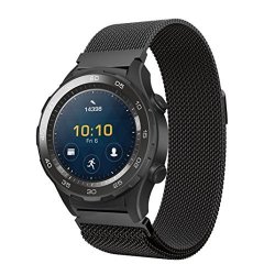 For Huawei Watch 2 Outsta Milanese Stainless Steel Watch Band Strap Bracelet Black
