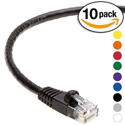 Installerparts 10 Pack CAT6 Ethernet Cable 15 Ft Black - Utp Booted - Professional Series - 10 Gigabit sec Network High Speed Internet Cable 550MHZ