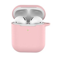 Longay Silicone Anti-lost Protective Cover Skin Case For Apple Airpods 2 With Ear Hook B Pink