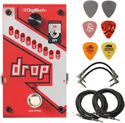 DigiTech Drop Polyphonic Drop Tune Pitch-shifter Pedal Bundle With 2 Patch Cables 2 Instrument Cables And 6 Dunlop Picks