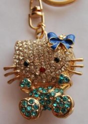 Hello Kitty Handbag Charm keyring With A-grade Rhinestones - Blue