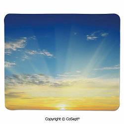 Mouse Pad Sun Rays Above The Horizon Sunset Clouds Seasonal Scenic Beauty Of The World Picture Decorative For Computer Laptop Home Office & Travel 11.81"