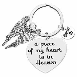 Memorial Jewelry Brother Memorial Keychain A Piece Of My Heart Is In Heaven Key Chain Brother Memorial Gift Remembrance Sympathy Gift