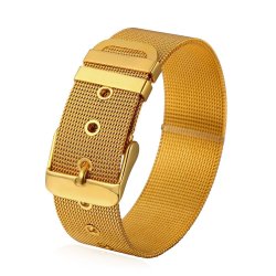 U7 Stainless STEEL 18K Gold Plated Mesh Chain Belt Buckle Bracelet Bangle