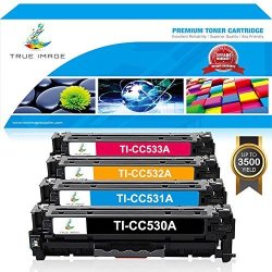 True Image Compatible Toner Cartridge Replacement For Hp CC530A Hp Color Laserjet CP2025 CP2025N CP2025DN CM2320 CM2320N Mfp CM2320NF Mfp CM2320FXI Mfp 4PACK 1