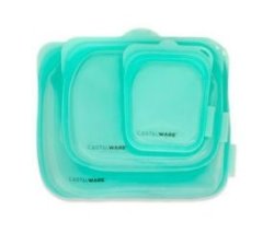 Reusable Silicone Storage Bag Microwave Dishwasher Safe 3 Piece - Transparent Green
