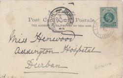 Natal 1909 Ppcard With Kevii Half D With Rosetta Cds To Durban Fine