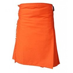 Orange Moden Tartan Style Utility Kilt For Men 36"