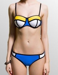 Blue Bikini With Neon Yellow Exposed Trim