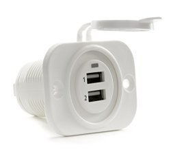 Whitecap Industries S-5127 Dual USB Charging Port White