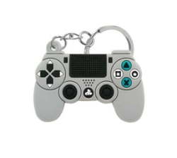 Gamer PS4 Controller Style Silicone Key Chain - Grey
