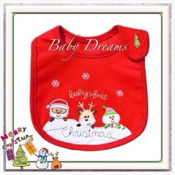 Baby Girl Boy -1st Christmas 3 Layer Waterproof Soft Cotton Bib With Easy Snap Closing