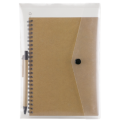 Spiral Notebook With Pen And Snap Pouch - Natural Colour - New - Barron