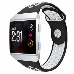 Fitbit Ionic Bands Wifit Soft Silicone Replacement Strap Accessory Breathable Wristbands For Fitbit Ionic Smart Watch Black White Large