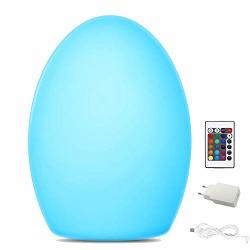 Noryer Color-changing LED Mood Light Rechargeable Waterproof Night Lamp With 16 Colors And Remote Control 4" Egg Shape