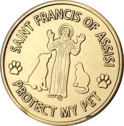 Saint Francis Of Assisi Protect My Pet Patron Saint Medallion Bronze Paw Print Token